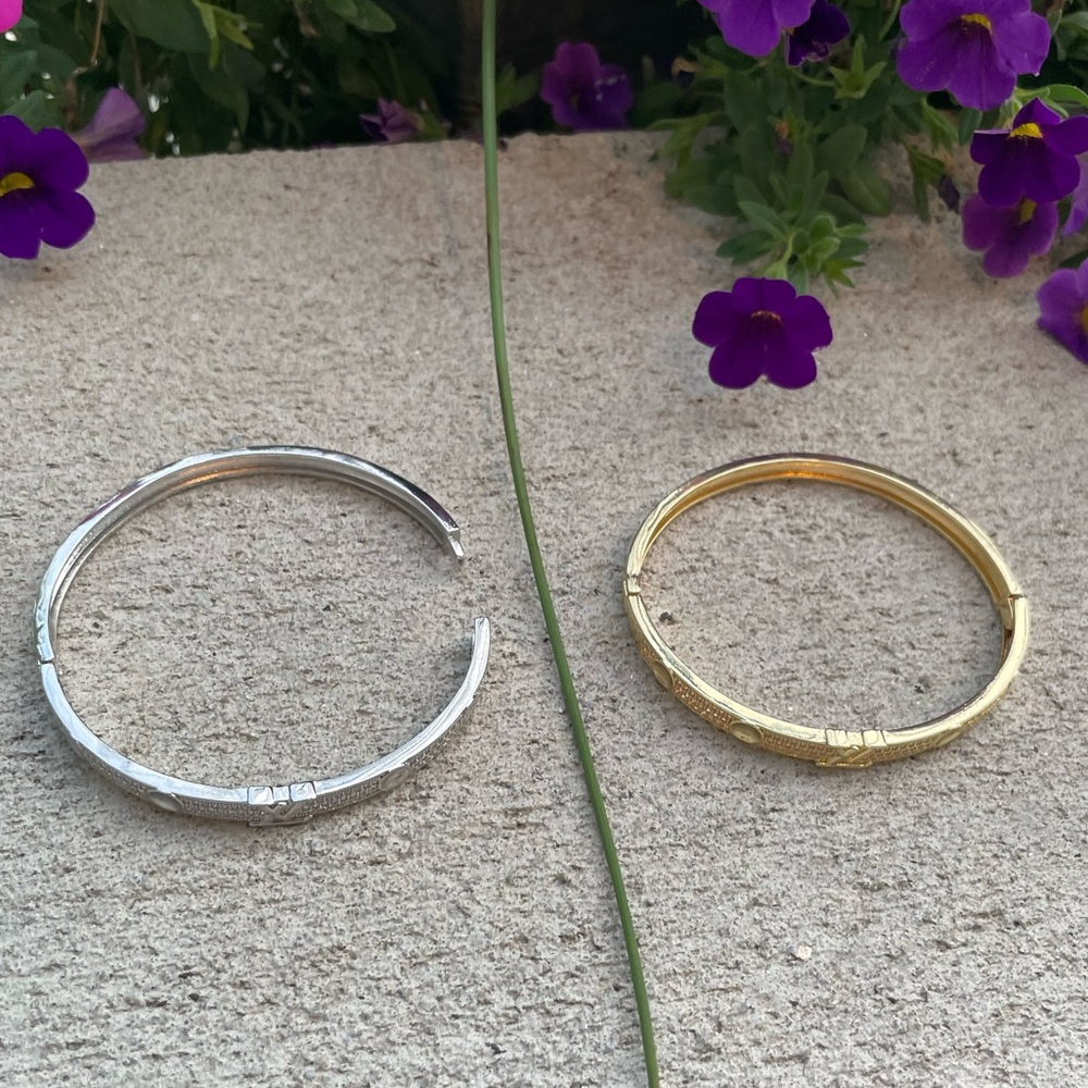 NEW FASHION LV EMPREINTE SILVER CRYSTAL BANGLE BRACELET - Picture 9 of 16